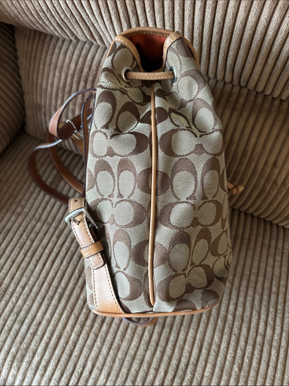 Coach Canvas Signature Backpack in Brown and Tan - Picture 4 of 9